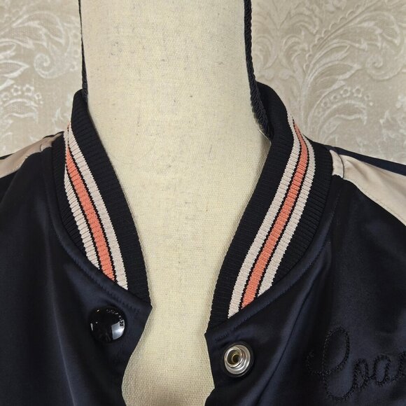 Coach Size 2 Reversible Bomber Varsity Jacket Navy White Penguin  Snap Front - Picture 2 of 16